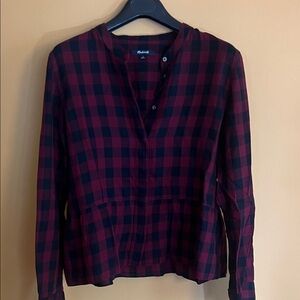 Madewell Red and Black Plaid Blouse